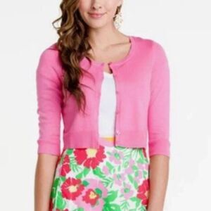 LILLY PULITZER Pink Hillary Crop Cardigan Sweater